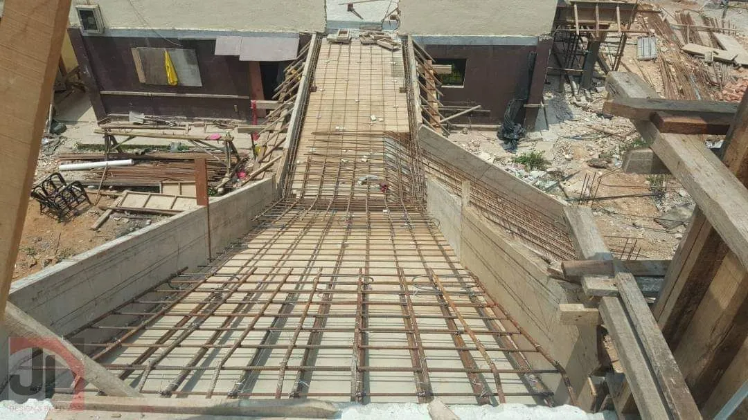 Bachang Temple Office Building stair formwork with reinforcement, seen from above