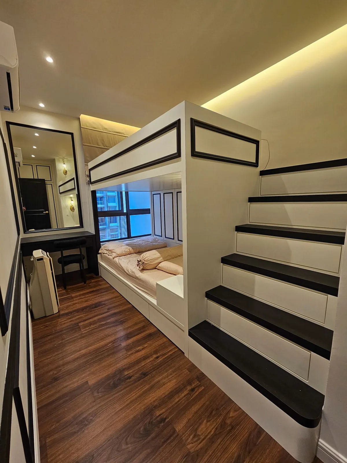 Bali Residence built-in bunk bed with step storage and cove lighting